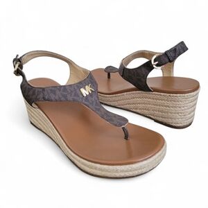 Michael Kors MK Laney T Strap Thong Espadrille Wedge Sandals 8.5